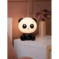 Lasten yöpöytävalaisin Lucide Dodo Panda, 1x3W, 3 StepDim, musta/valkoinen