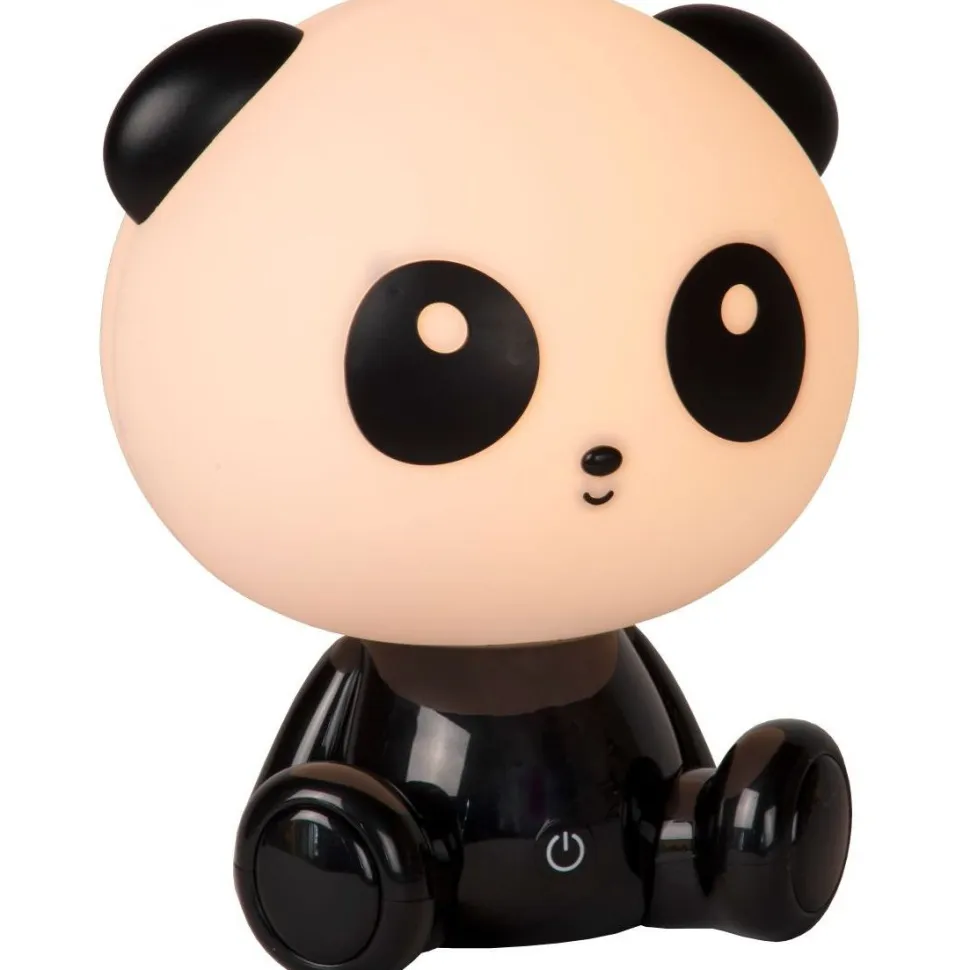 Lasten yöpöytävalaisin Lucide Dodo Panda, 1x3W, 3 StepDim, musta/valkoinen