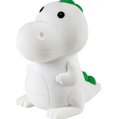 Lasten yöpöytävalaisin Rabalux Dinoo 14cm, RGB, ladattava, valkoinen/moniväri