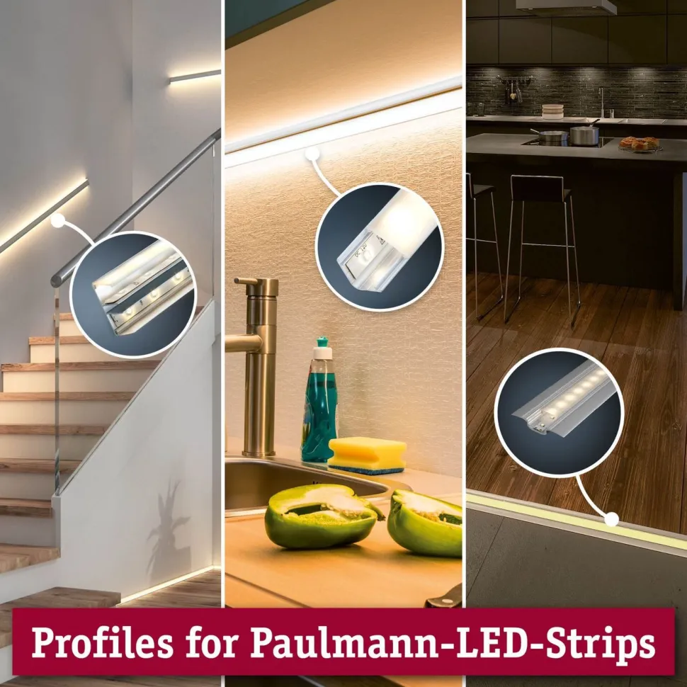 Lattiaprofiili LED-nauhalle Paulmann, 2m, alumiini