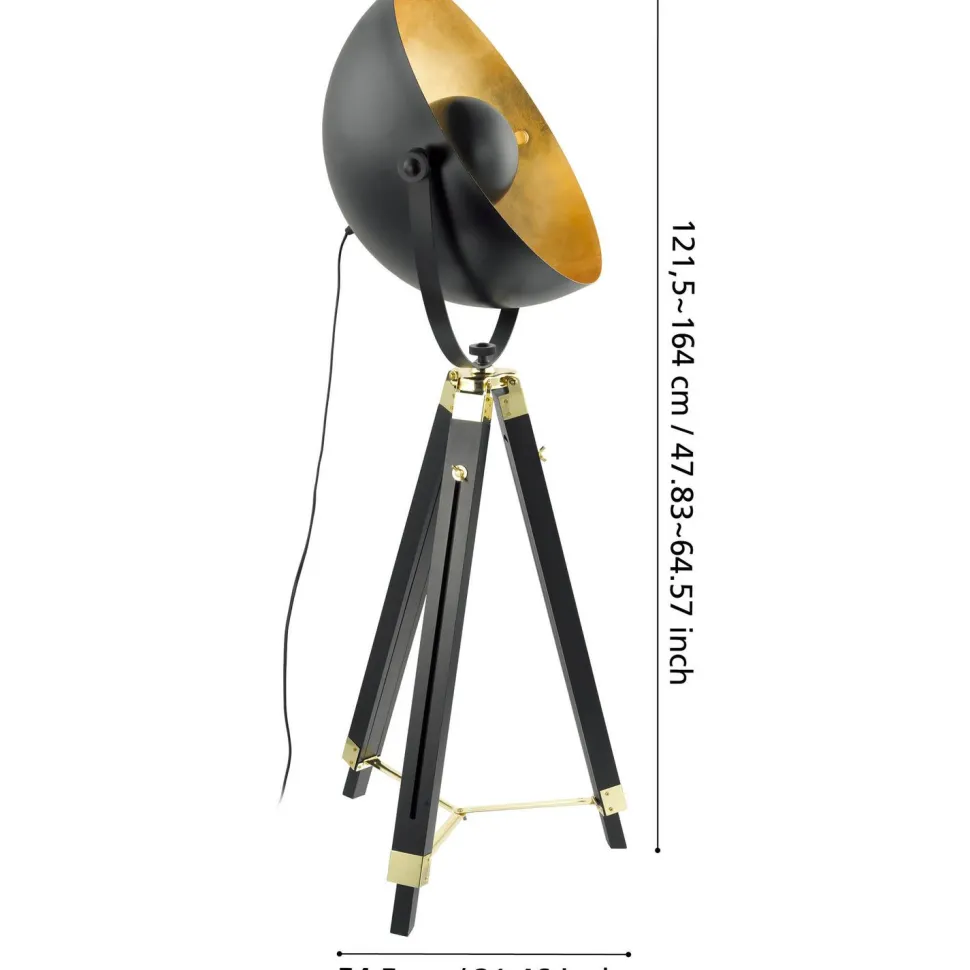 Lattiavalaisin Eglo Covaleda 164cm E27 musta/kulta