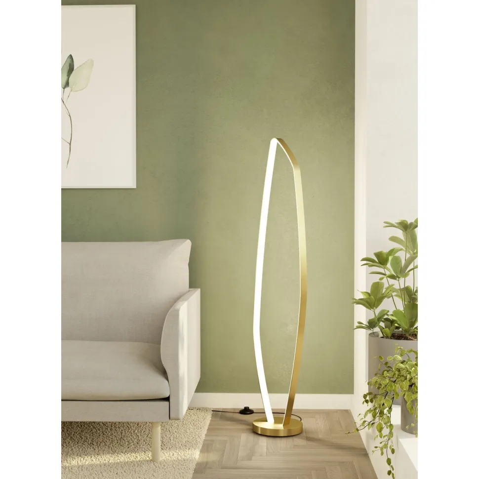 Lattiavalaisin Eglo Vallerosa, 128.5cm, LED, 25.2W, IP20, messinki/valkoinen