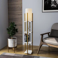 Lattiavalaisin hyllyköllä Linento Lighting 8120, 130cm, kulta/valkoinen