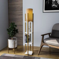Lattiavalaisin hyllyköllä Linento Lighting 8120, 130cm, kulta/valkoinen