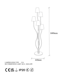 Lattiavalaisin Linento Lighting Bonibon 160 cm 5-osainen kulta/beige