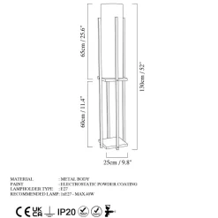 Lattiavalaisin Linento Lighting 8131, 130cm, musta/punainen