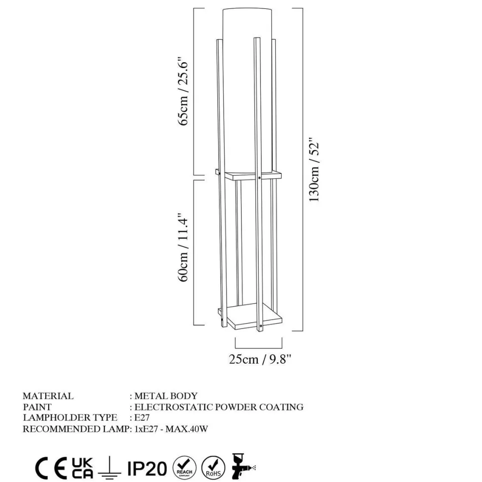 Lattiavalaisin Linento Lighting 8131, 130cm, musta/punainen