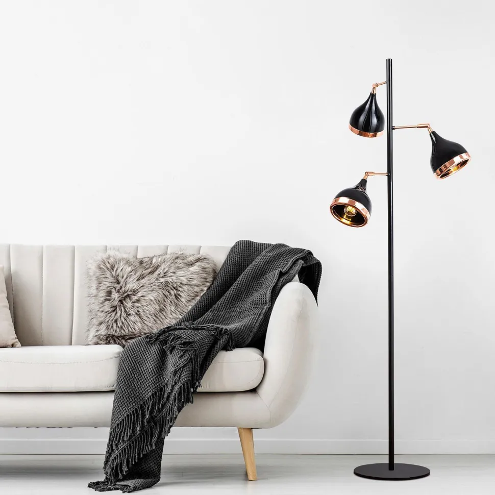 Lattiavalaisin Linento Lighting Mint 163 cm 3-osainen musta/kupari