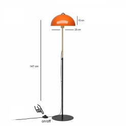 Lattiavalaisin Linento Lighting Orbit, Ø25cm, korkeus 147cm, oranssi