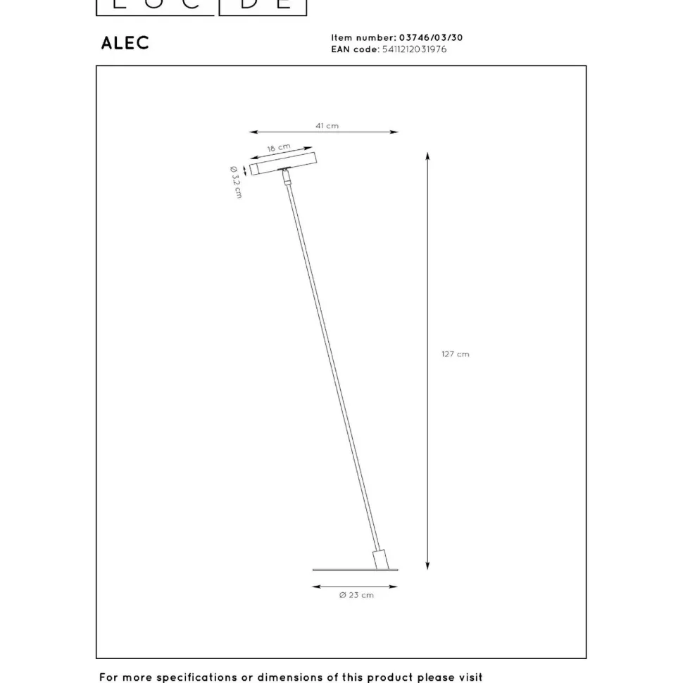 Lattiavalaisin Lucide Alec, 41x23cm, IP20, 3W, musta