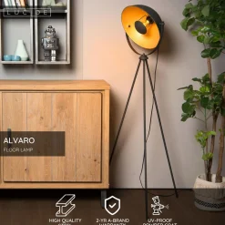 Lattiavalaisin Lucide Alvaro, 34.5x66.5cm, IP20, musta