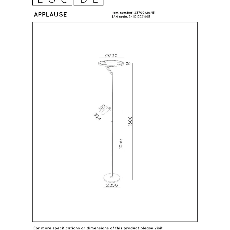 Lattiavalaisin Lucide Applause, Ø33cm, IP20, 25W, eri värejä