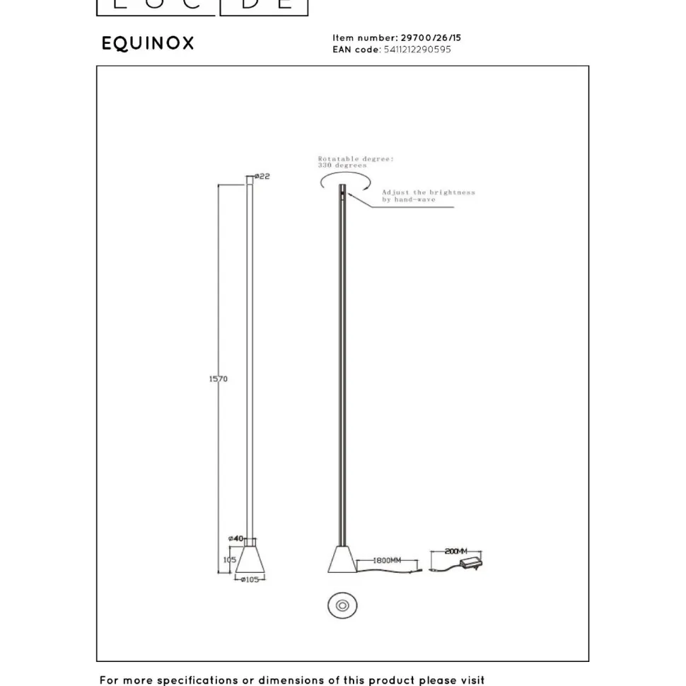 Lattiavalaisin Lucide Equinox, 10.5x10.5cm, IP20, 26W, harmaa