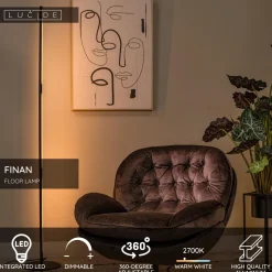 Lattiavalaisin Lucide Finan, 25x25cm, IP20, 32W, musta