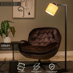 Lattiavalaisin Lucide Lesley, 20x43cm, IP20, musta