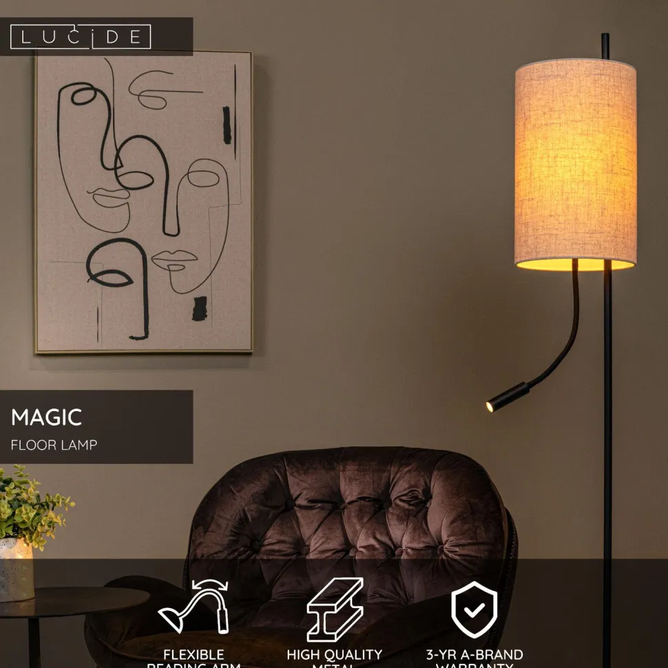 Lattiavalaisin Lucide Magic, Ø24cm, IP20, musta