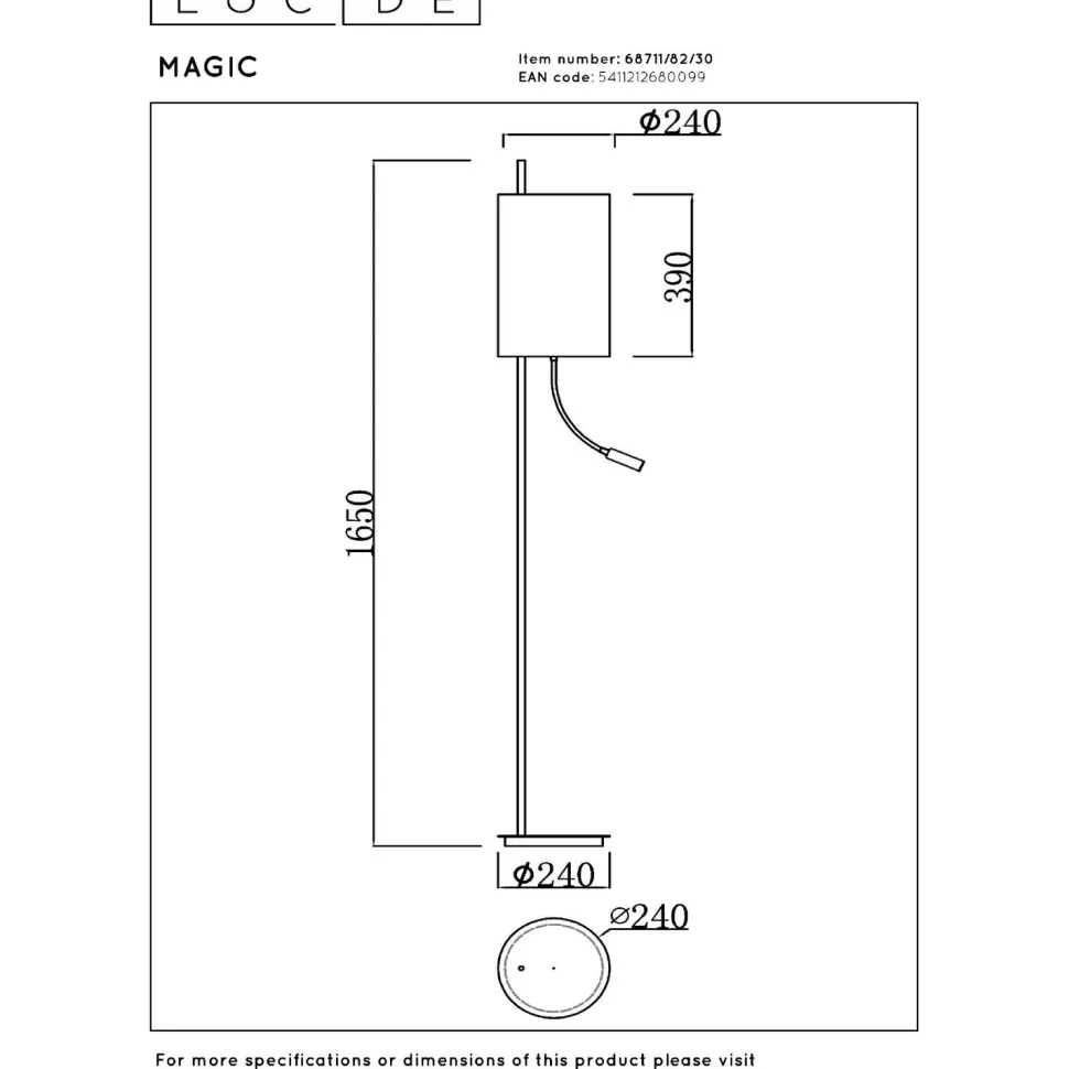 Lattiavalaisin Lucide Magic, Ø24cm, IP20, musta