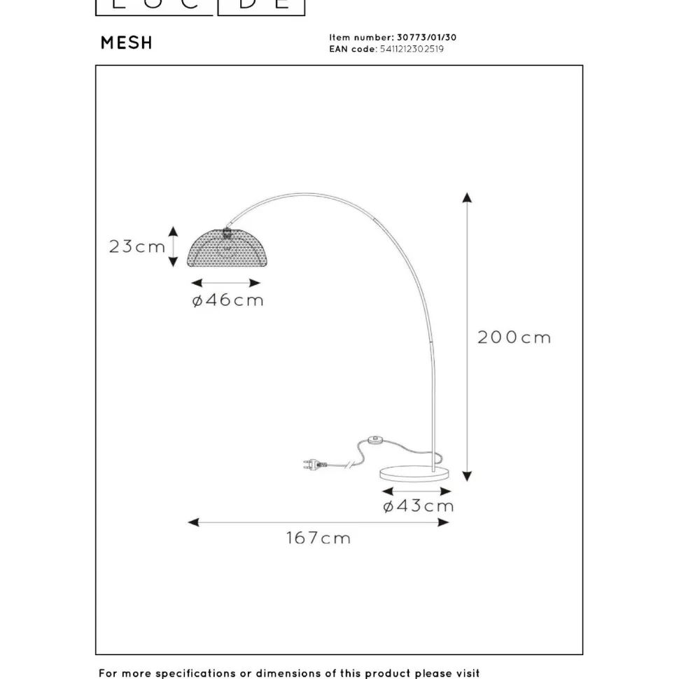 Lattiavalaisin Lucide Mesh, 46x167cm, IP20, musta