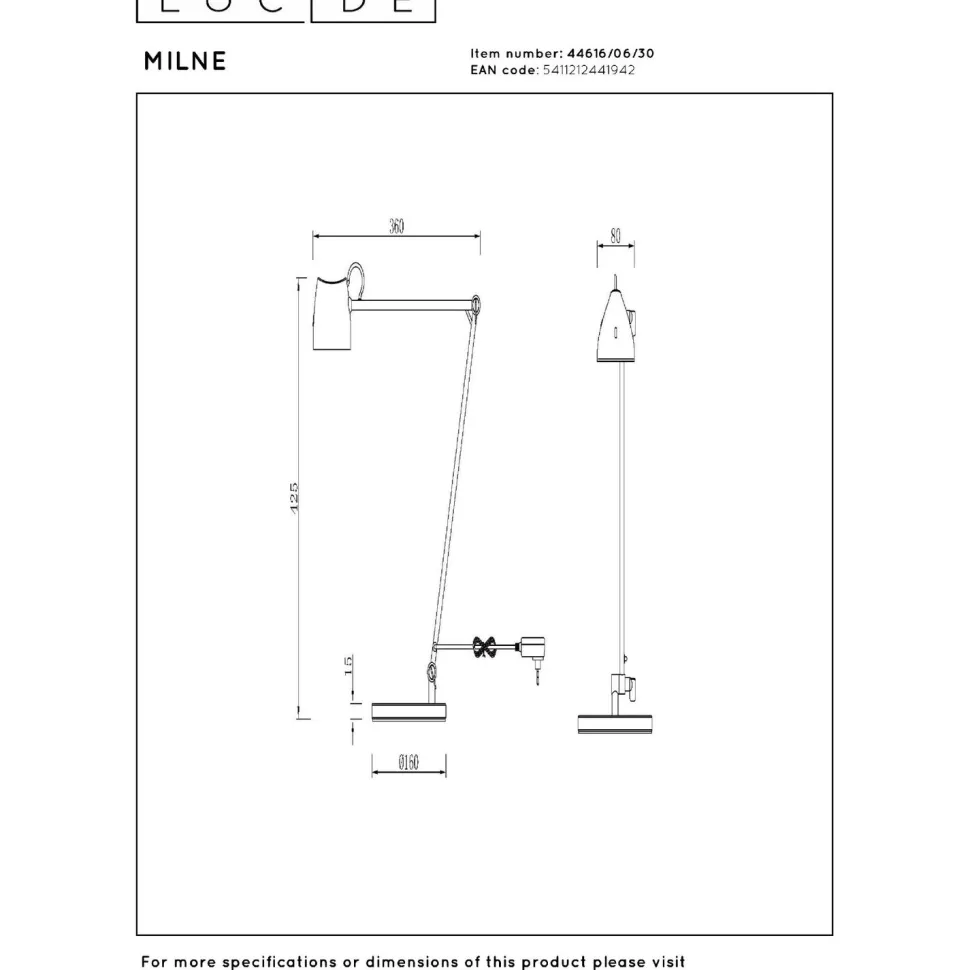 Lattiavalaisin Lucide Milne, 38x16cm, IP20, 8W, musta
