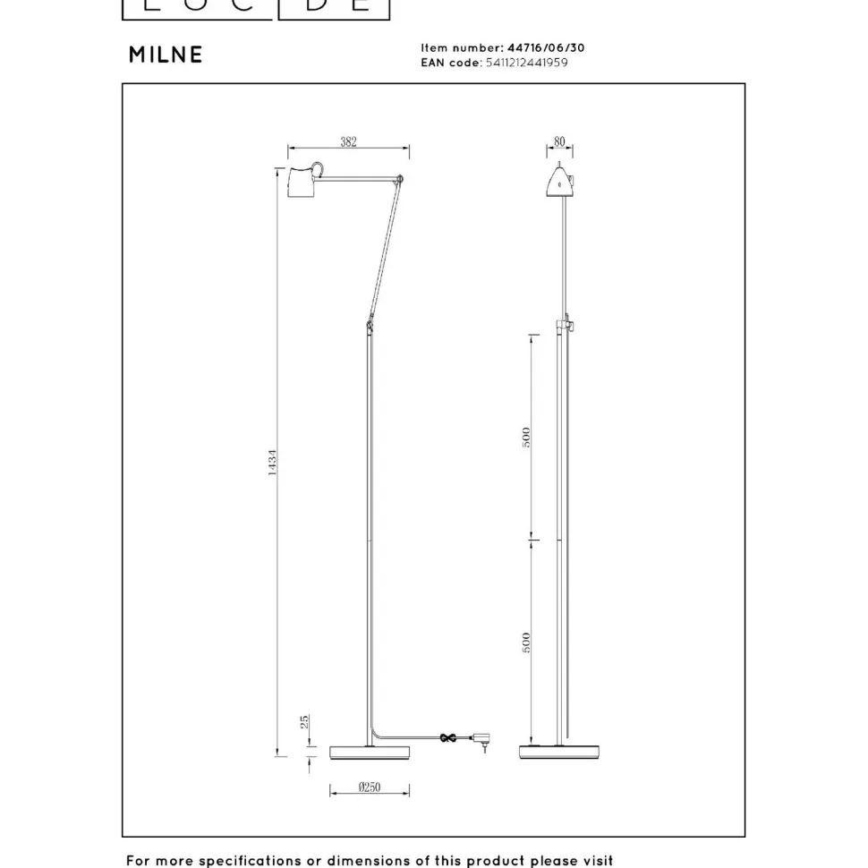 Lattiavalaisin Lucide Milne, 38x25cm, IP20, 8W, musta