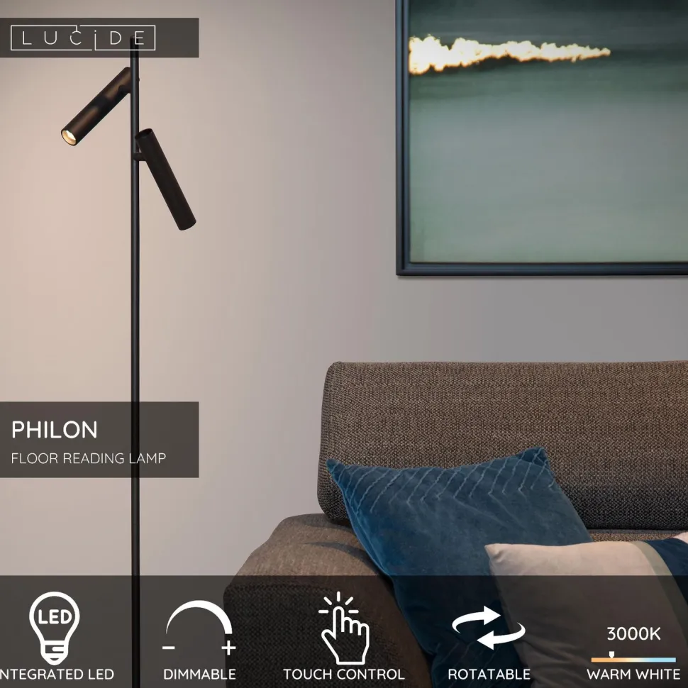 Lattiavalaisin Lucide Philon, Ø23cm, IP20, 4.5W, 2 kpl, musta