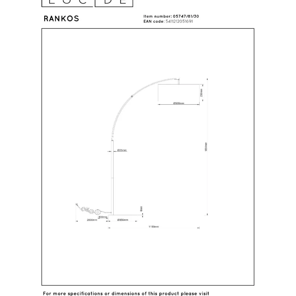 Lattiavalaisin Lucide Rankos, 50x110cm, IP20, musta