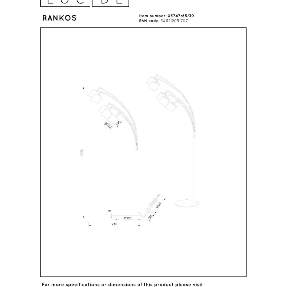 Lattiavalaisin Lucide Rankos, 71.5x30cm, IP20, musta