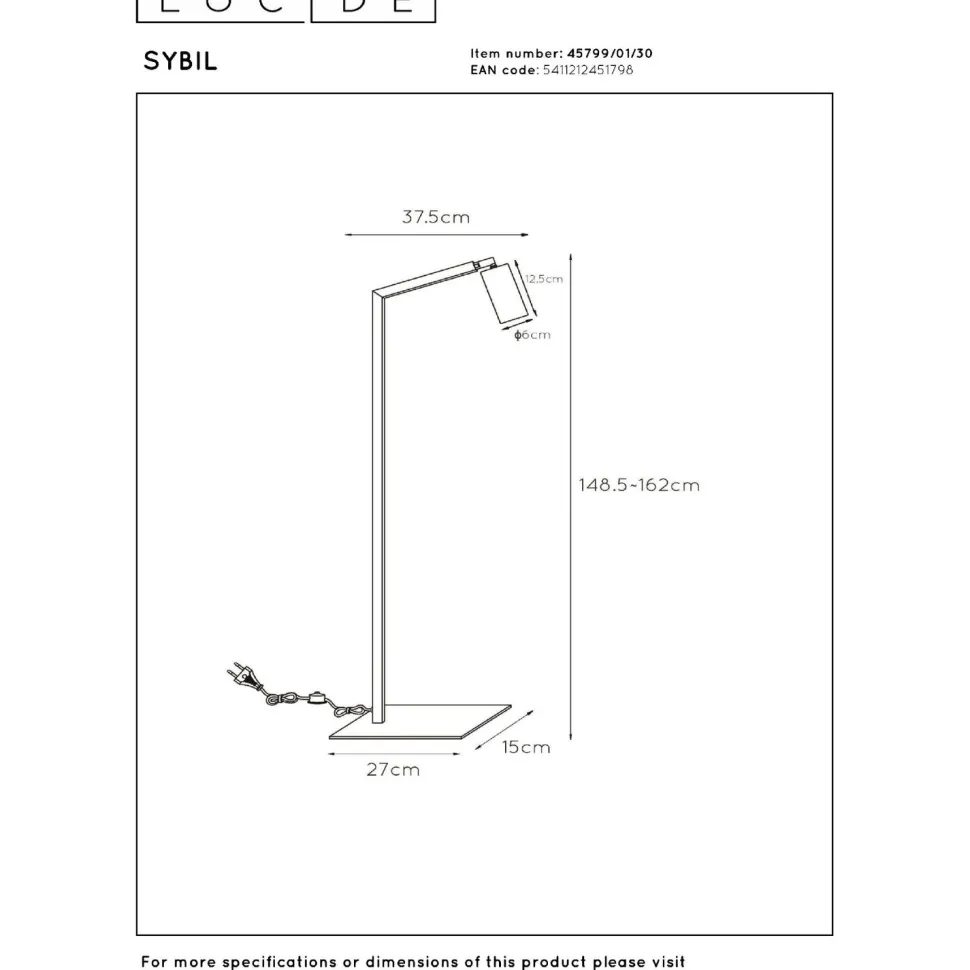 Lattiavalaisin Lucide Sybil, 15x37.5cm, IP20, musta