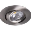 LED-alasvalo Airam Compact Ø90x40 mm IP44 7W/830 himmennettävä suunnattava satiini nikkeli