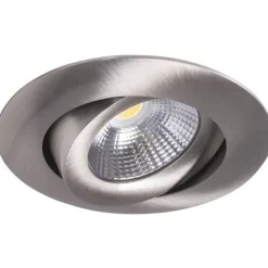 LED-alasvalo Airam Compact Ø90x40 mm IP44 7W/840 himmennettävä suunnattava satiini nikkeli