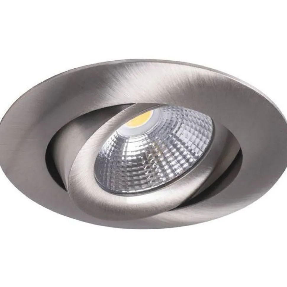LED-alasvalo Airam Compact Ø90x40 mm IP44 7W/840 himmennettävä suunnattava satiini nikkeli