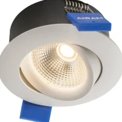 LED-alasvalo Airam Compact, Ø80x39mm, IP44, 5W/830, himmennettävä, suunnattava, valkoinen