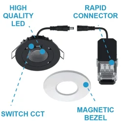 LED-alasvalo FocusLight Halo, 3 CCT, IP65/IP20, valkoinen