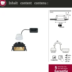 LED-alasvalo Paulmann Cole IP44 88x88mm 6W 470lm himmennettävä