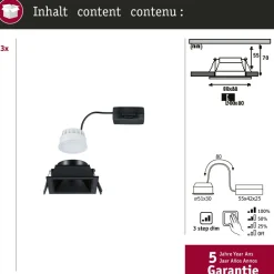 LED-alasvalo Paulmann Cole IP44 88x88mm 6W 470lm himmennettävä