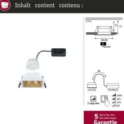 LED-alasvalo Paulmann Cole IP44 88x88mm 6W 470lm himmennettävä