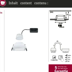 LED-alasvalo Paulmann Cole IP44 88x88mm 6W 470lm himmennettävä