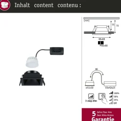 LED-alasvalo Paulmann Cole IP44 88x88mm 6W 470lm himmennettävä