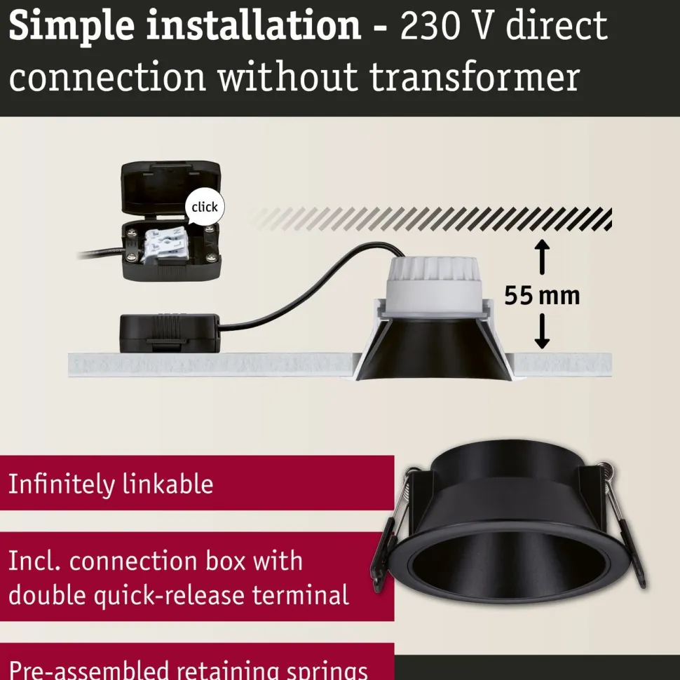 LED-alasvalo Paulmann Cole Ø88mm IP44 6W 470lm himmennettävä 2700K