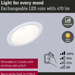 LED-alasvalo Paulmann Cole Ø88mm IP44 6W 470lm himmennettävä 2700K