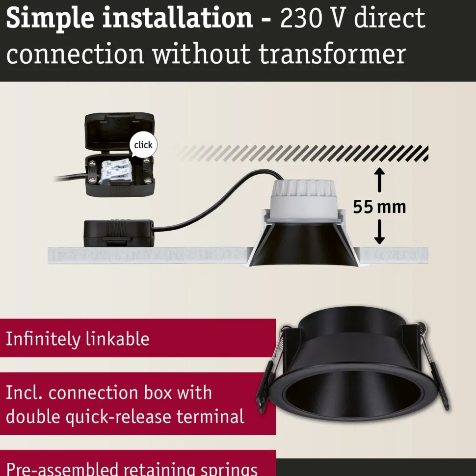 LED-alasvalo Paulmann Cole Ø88mm IP44 6W 470lm himmennettävä 2700K