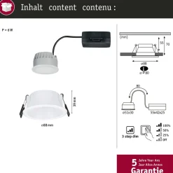LED-alasvalo Paulmann Cole Ø88mm IP44 6W 470lm himmennettävä 2700K