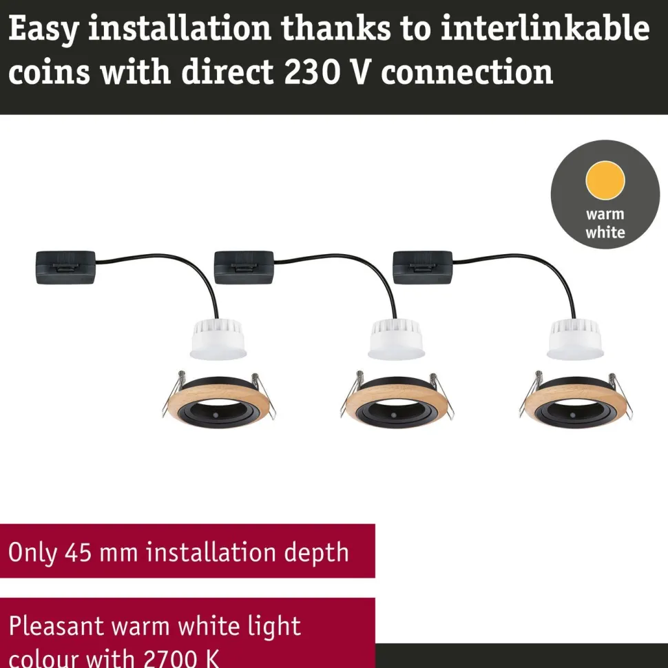 LED-alasvalo Paulmann Lanati Ø84mm upotettava 30° 6W 470lm 2700K