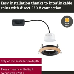 LED-alasvalo Paulmann Lanati Ø84mm upotettava 30° 6W 470lm 2700K
