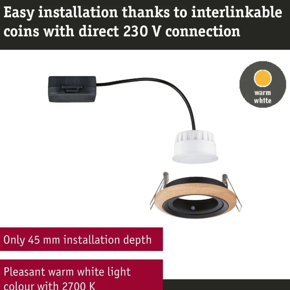 LED-alasvalo Paulmann Lanati Ø84mm upotettava 30° 6W 470lm 2700K