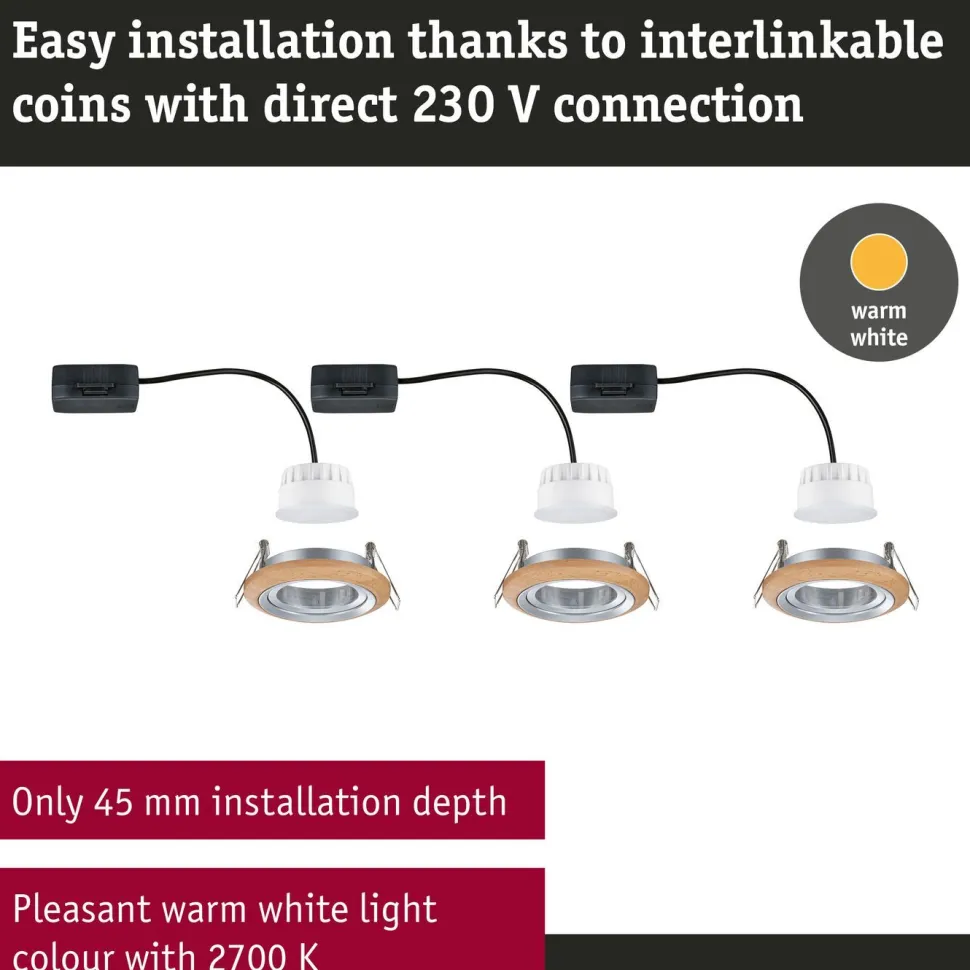 LED-alasvalo Paulmann Lanati Ø84mm upotettava 30° 6W 470lm 2700K