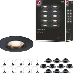 LED-alasvalo Paulmann Ø90mm GU10 max. 10W upotettava musta, 3kpl/pkt