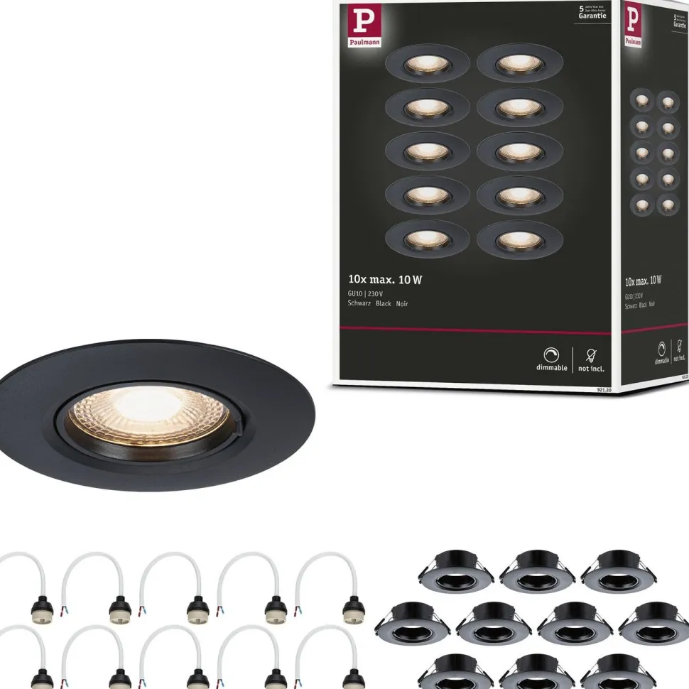 LED-alasvalo Paulmann Ø90mm GU10 max. 10W upotettava musta, 3kpl/pkt