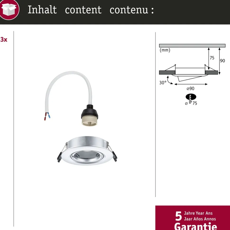 LED-alasvalo Paulmann Ø90mm kääntyvä 30° GU10 max. 10W upotettava, eri vaihtoehtoja