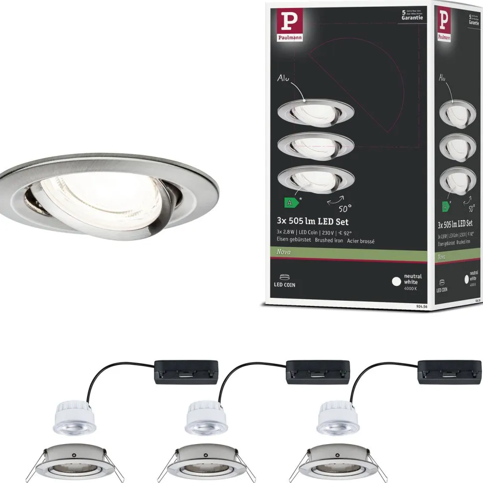 LED-alasvalo Paulmann Nova Coin Ø84mm 50° 2.8W 505lm 4000K upotettava